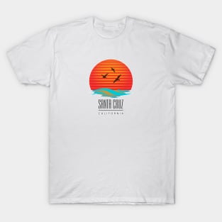 Santa Cruz Logo Sticker Sunset Waves and Birds Lite T-Shirt